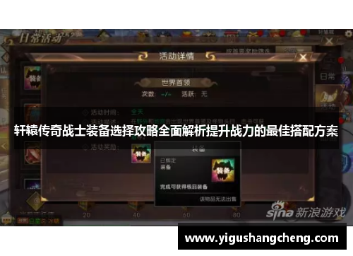 轩辕传奇战士装备选择攻略全面解析提升战力的最佳搭配方案